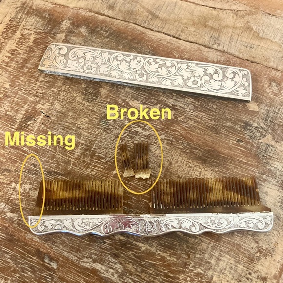 Antique Silver Plated Gold Engraved Comb Box Made in Denmark Flower Pattern - Picture 3 of 14